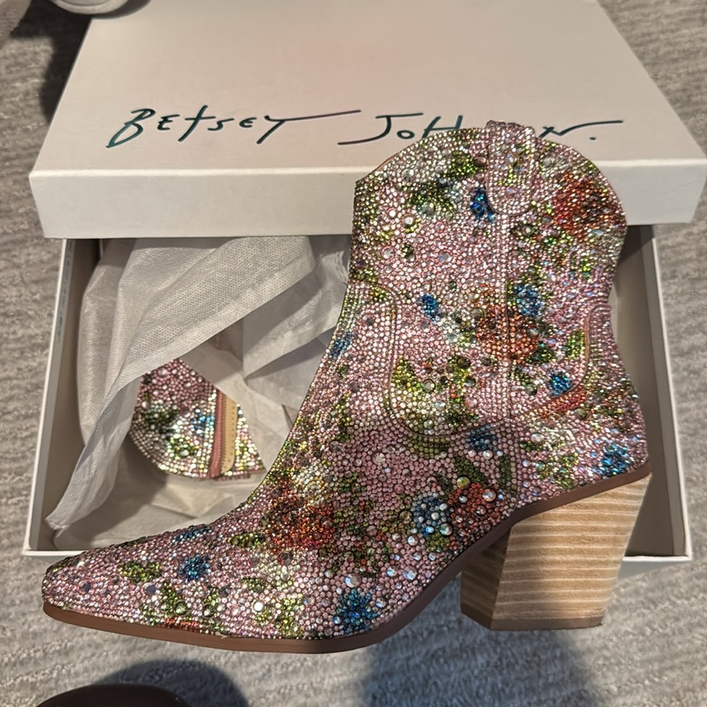 Betsey Johnson Ankle Booties Floral Design